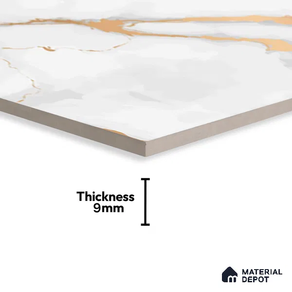 Marble Calacatta Wall & Floor Tile TL 05621 Off-White 4 ft x 2 ft Matte Finish Vitrified Tile - 9 mm | Suitable For Living Room, Bedroom, Kitchen