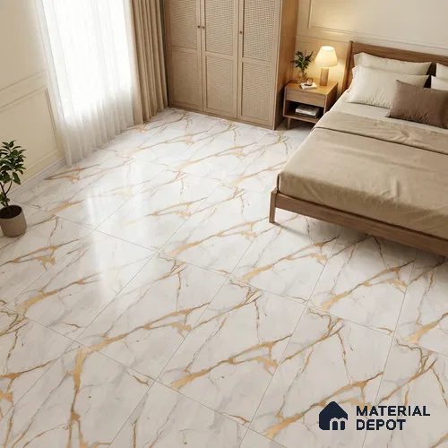 Marble Look Floor & Wall Tile TL 05621 Marco Golden 4 ft x 2 ft Matte Finish Vitrified Tile - 9 mm