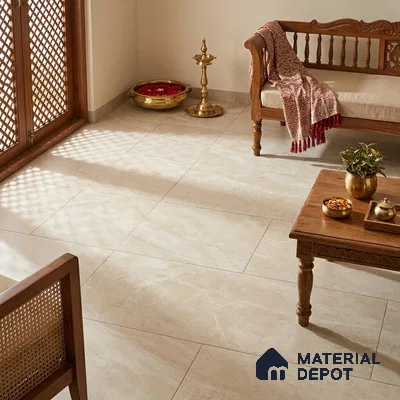 Marble Tundra Grey Wall & Floor Tile TL 05622 Light Grey 4 ft x 2 ft Matte Finish Vitrified Tile - 9 mm | Suitable For Living Room, Bedroom, Kitchen