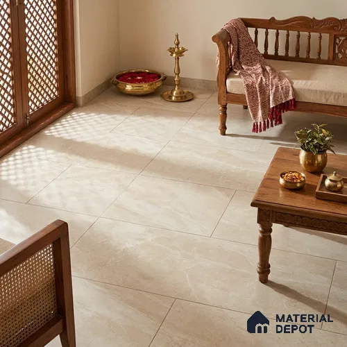 Marble Tundra Grey Wall & Floor Tile TL 05622 Light Grey 4 ft x 2 ft Matte Finish Vitrified Tile - 9 mm | Suitable For Living Room, Bedroom, Kitchen