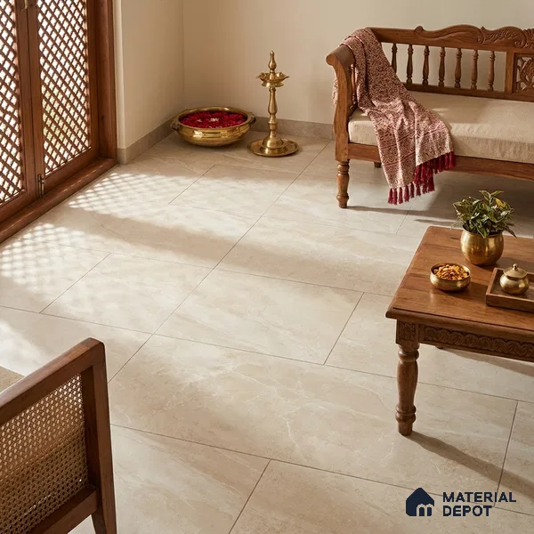 Marble Tundra Grey Wall & Floor Tile TL 05622 Light Grey 4 ft x 2 ft Matte Finish Vitrified Tile - 9 mm | Suitable For Living Room, Bedroom, Kitchen