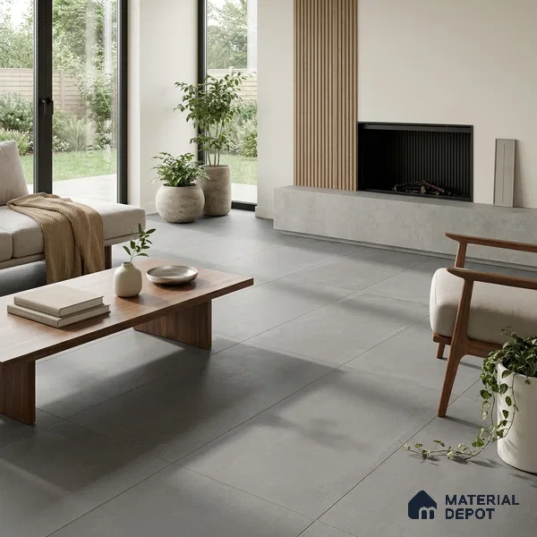 Cement Wall & Floor Tile TL 05627 Grey 4 ft x 2 ft Matte Finish Vitrified Tile - 9 mm | Suitable For Living Room, Bedroom, Kitchen