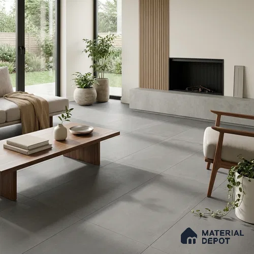 Cement Wall & Floor Tile TL 05627 Grey 4 ft x 2 ft Matte Finish Vitrified Tile - 9 mm | Suitable For Living Room, Bedroom, Kitchen