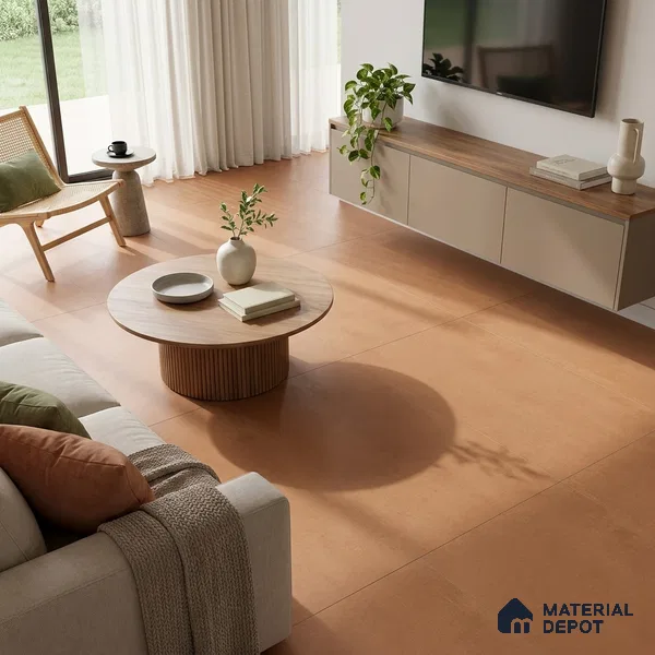 Cement Wall & Floor Tile TL 05628 Oak Brown 4 ft x 2 ft Matte Finish Vitrified Tile - 9 mm | Suitable For Living Room, Hall, Bedroom