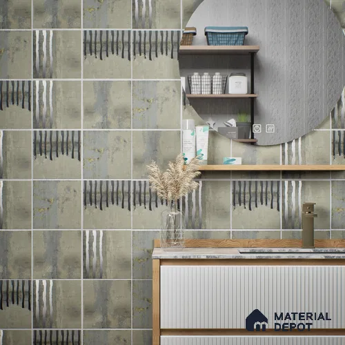 Moroccan Wall Tile TL 05636 Tangier Silver Threads 6 x 6 inch Ceramic Matte Finish - 9 mm | 4 Random Faces | Suitable for Living Room, Bathroom, Kitchen & Backsplash