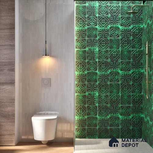 Moroccan Wall Tile TL 05637 Tangier Emerald Sculpture 6 x 6 inch Ceramic Matte Finish - 9 mm | 5 Random Faces | Suitable for Living Room, Bathroom, Kitchen & Backsplash