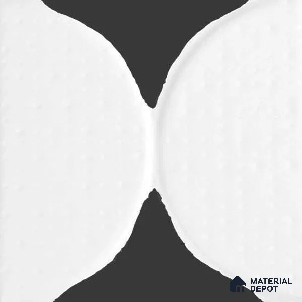 Moroccan Wall Tile TL 05642 Tangier White Wave 6 x 6 inch Ceramic Matte Finish - 9 mm | 5 Random Faces | Suitable for Living Room, Bathroom, Kitchen & Backsplash