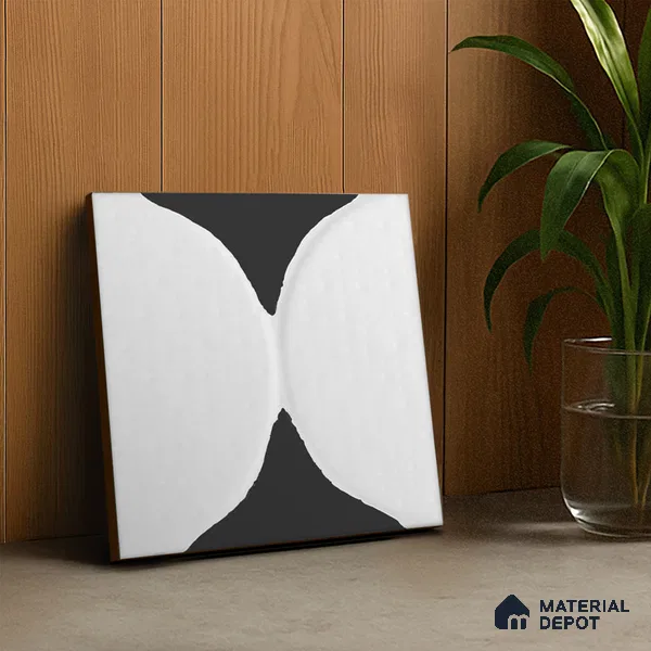 Moroccan Wall Tile TL 05642 Tangier White Wave 6 x 6 inch Ceramic Matte Finish - 9 mm | 5 Random Faces | Suitable for Living Room, Bathroom, Kitchen & Backsplash