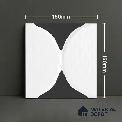 Moroccan Wall Tile TL 05642 Tangier White Wave 6 x 6 inch Ceramic Matte Finish - 9 mm | 5 Random Faces | Suitable for Living Room, Bathroom, Kitchen & Backsplash