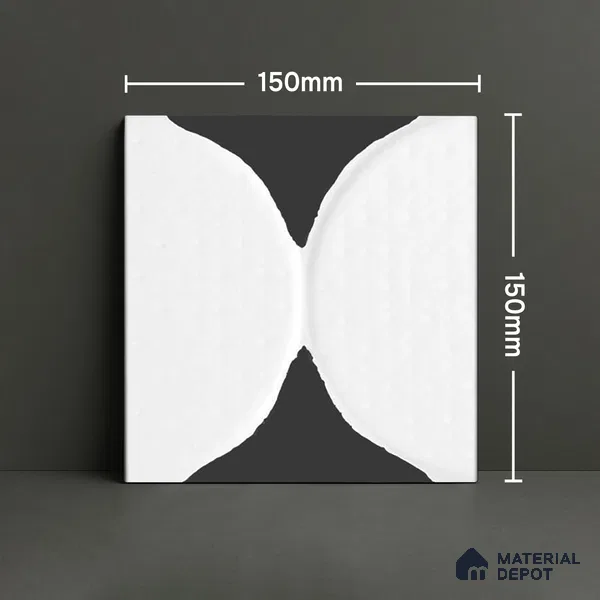 Moroccan Wall Tile TL 05642 Tangier White Wave 6 x 6 inch Ceramic Matte Finish - 9 mm | 5 Random Faces | Suitable for Living Room, Bathroom, Kitchen & Backsplash