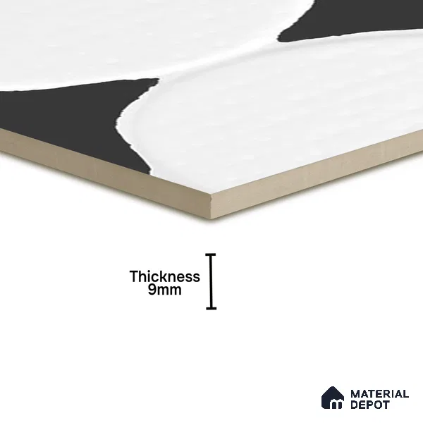 Moroccan Wall Tile TL 05642 Tangier White Wave 6 x 6 inch Ceramic Matte Finish - 9 mm | 5 Random Faces | Suitable for Living Room, Bathroom, Kitchen & Backsplash