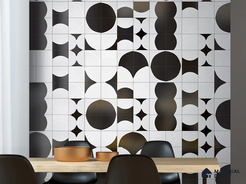 Moroccan Wall Tile TL 05642 Tangier White Wave 6 x 6 inch Ceramic Matte Finish - 9 mm | 5 Random Faces | Suitable for Living Room, Bathroom, Kitchen & Backsplash