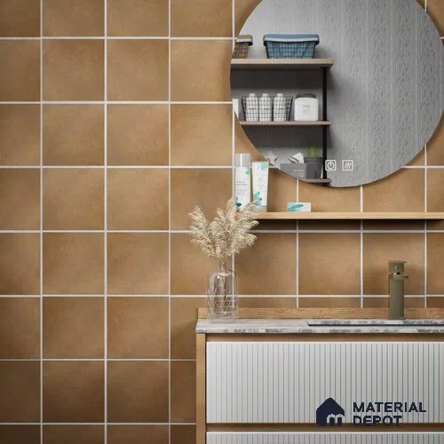 Subway Matte Finish Brown Ceramic Wall Tile | TL 05643 B 6 inch x 6 inch - 9 mm | Suitable For Bathroom, Kitchen Backsplash & Restaurant