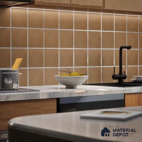Subway Matte Finish Brown Ceramic Wall Tile | TL 05643 B 6 inch x 6 inch - 9 mm | Suitable For Bathroom, Kitchen Backsplash & Restaurant
