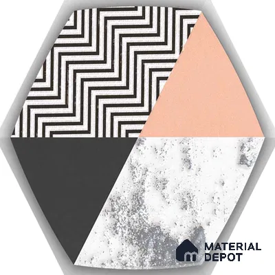 Hexagonal Wall Tile TL 05651 Matrix Prismatic Triad 6 x 6 inch Ceramic Matte Finish - 9 mm | 6 Random Faces | Suitable for Living Room, Bathroom, Kitchen & Backsplash