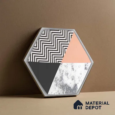 Hexagonal Wall Tile TL 05651 Matrix Prismatic Triad 6 x 6 inch Ceramic Matte Finish - 9 mm | 6 Random Faces | Suitable for Living Room, Bathroom, Kitchen & Backsplash