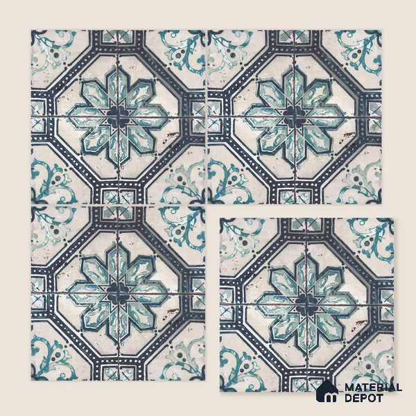Multifired Moroccan Floor & Wall Tile TL 05659 Zellige Silver Fresco 1 ft x 1 ft Vitrified Matte Finish - 9 mm | Suitable for Bathroom, Kitchen & Backsplash