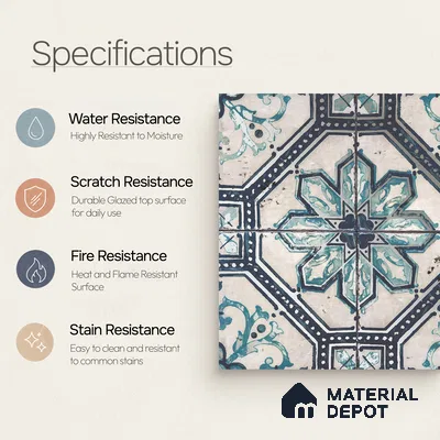 Multifired Moroccan Floor & Wall Tile TL 05659 Zellige Silver Fresco 1 ft x 1 ft Vitrified Matte Finish - 9 mm | Suitable for Bathroom, Kitchen & Backsplash