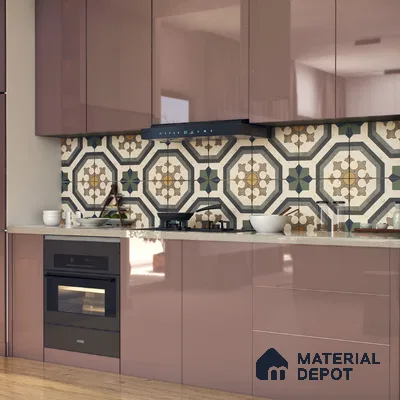 Multifired Moroccan Floor & Wall Tile TL 05662 Zellige Divine Garden 1 ft x 1 ft Vitrified Matte Finish - 9 mm | Suitable for Bathroom, Kitchen & Backsplash
