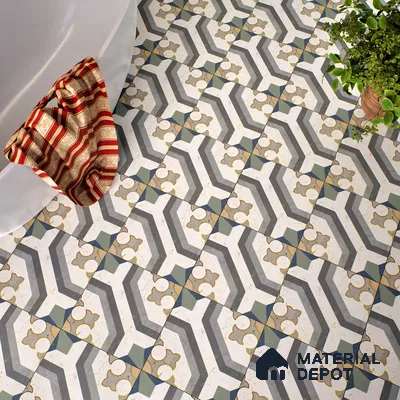 Multifired Moroccan Floor & Wall Tile TL 05662 Zellige Divine Garden 1 ft x 1 ft Vitrified Matte Finish - 9 mm | Suitable for Bathroom, Kitchen & Backsplash