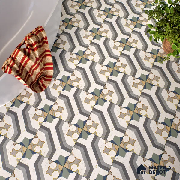 Multifired Moroccan Floor & Wall Tile TL 05662 Zellige Divine Garden 1 ft x 1 ft Vitrified Matte Finish - 9 mm | Suitable for Bathroom, Kitchen & Backsplash