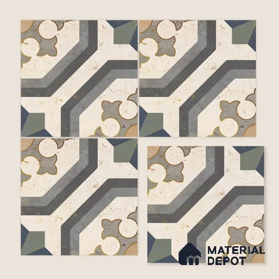 Multifired Moroccan Floor & Wall Tile TL 05662 Zellige Divine Garden 1 ft x 1 ft Vitrified Matte Finish - 9 mm | Suitable for Bathroom, Kitchen & Backsplash