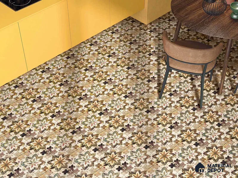 Multifired Moroccan Floor & Wall Tile TL 05664 Zellige Wildwood Green 12 x 12 inch Vitrified Matte Finish - 9 mm | Suitable for Living Room, Bathroom, Kitchen & Backsplash
