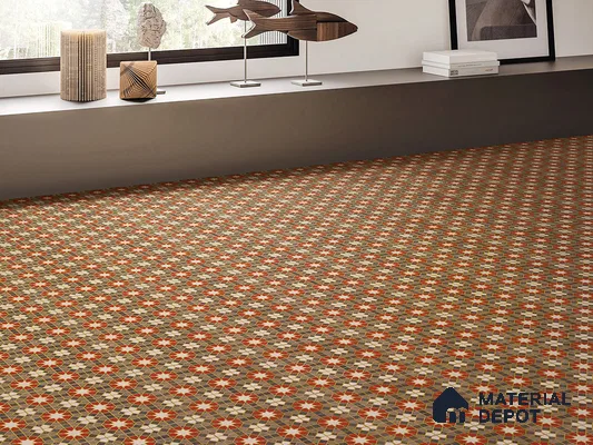 Multifired Moroccan Floor & Wall Tile TL 05665 Zellige Scarlet Festival 12 x 12 inch Vitrified Matte Finish - 9 mm | Suitable for Living Room, Bathroom, Kitchen & Backsplash