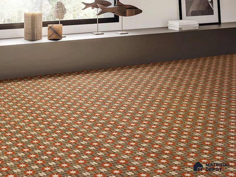 Multifired Moroccan Floor & Wall Tile TL 05665 Zellige Scarlet Festival 12 x 12 inch Vitrified Matte Finish - 9 mm | Suitable for Living Room, Bathroom, Kitchen & Backsplash