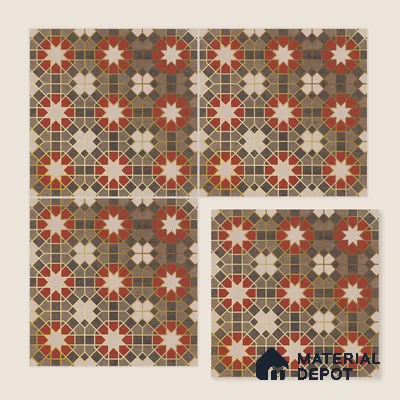Multifired Moroccan Floor & Wall Tile TL 05665 Zellige Scarlet Festival 12 x 12 inch Vitrified Matte Finish - 9 mm | Suitable for Living Room, Bathroom, Kitchen & Backsplash