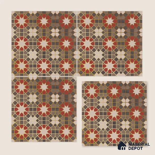 Multifired Moroccan Floor & Wall Tile TL 05665 Zellige Scarlet Festival 12 x 12 inch Vitrified Matte Finish - 9 mm | Suitable for Living Room, Bathroom, Kitchen & Backsplash
