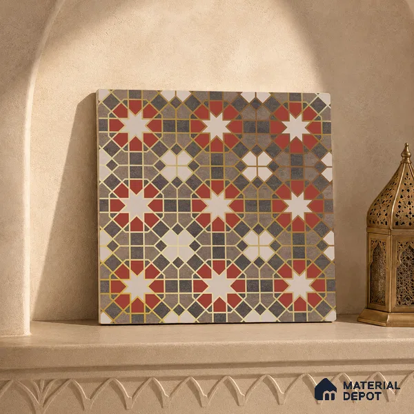 Multifired Moroccan Floor & Wall Tile TL 05665 Zellige Scarlet Festival 12 x 12 inch Vitrified Matte Finish - 9 mm | Suitable for Living Room, Bathroom, Kitchen & Backsplash