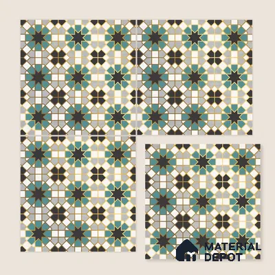 Multifired Moroccan Floor & Wall Tile TL 05666 Zellige Labyrinth Celebration 1 ft x 1 ft Vitrified Matte Finish - 9 mm | Suitable for Bathroom, Kitchen & Backsplash