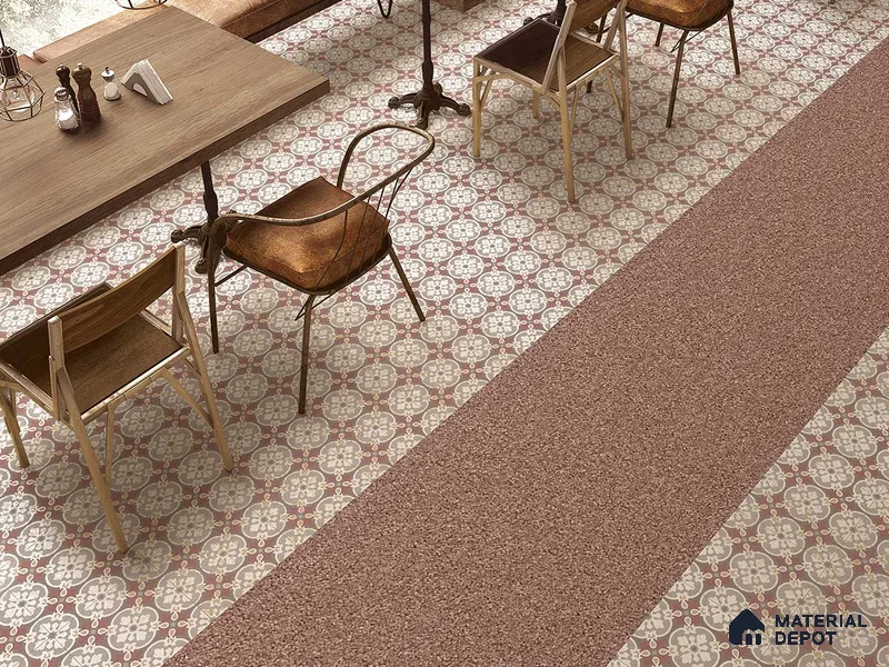 Multifired Moroccan Floor & Wall Tile TL 05667 Zellige Tessellated Coral 12 x 12 inch Vitrified Matte Finish - 9 mm | Suitable for Living Room, Bathroom, Kitchen & Backsplash