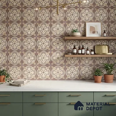 Multifired Moroccan Floor & Wall Tile TL 05667 Zellige Tessellated Coral 12 x 12 inch Vitrified Matte Finish - 9 mm | Suitable for Living Room, Bathroom, Kitchen & Backsplash