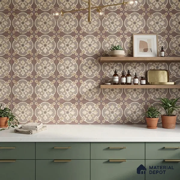 Multifired Moroccan Floor & Wall Tile TL 05667 Zellige Tessellated Coral 12 x 12 inch Vitrified Matte Finish - 9 mm | Suitable for Living Room, Bathroom, Kitchen & Backsplash