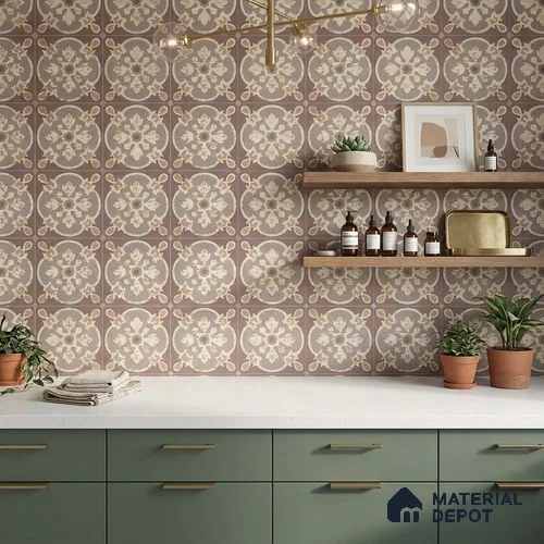 Multifired Moroccan Floor & Wall Tile TL 05667 Zellige Tessellated Coral 1 ft x 1 ft Vitrified Matte Finish - 9 mm | Suitable for Kitchen, Bathroom, Balcony
