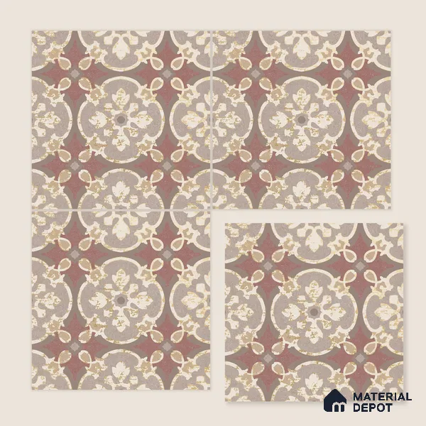 Multifired Moroccan Floor & Wall Tile TL 05667 Zellige Tessellated Coral 12 x 12 inch Vitrified Matte Finish - 9 mm | Suitable for Living Room, Bathroom, Kitchen & Backsplash