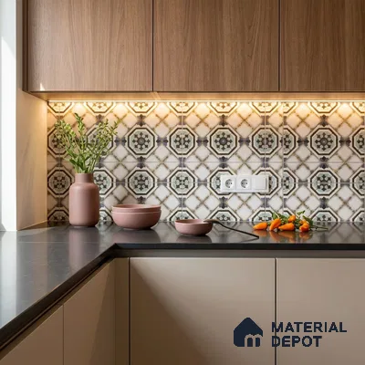 Multifired Moroccan Floor & Wall Tile TL 05668 Zellige Prismatic Blue 12 x 12 inch Vitrified Matte Finish - 9 mm | Suitable for Living Room, Bathroom, Kitchen & Backsplash