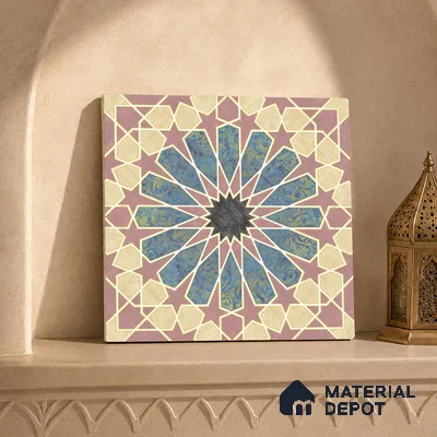 Multifired Moroccan Floor & Wall Tile TL 05669 Zellige Rose Arabesque 12 x 12 inch Vitrified Matte Finish - 9 mm | Suitable for Living Room, Bathroom, Kitchen & Backsplash