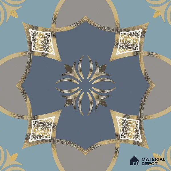 Multifired Moroccan Floor & Wall Tile TL 05671 B Zellige Cadet Mandala 1 ft x 1 ft Vitrified Matte Finish - 9 mm | Suitable for Kitchen, Bathroom, Balcony