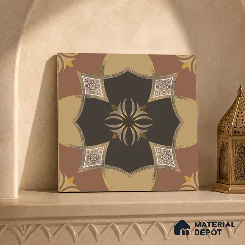 Multifired Moroccan Floor & Wall Tile TL 05671 Zellige Sedona Mandala 1 ft x 1 ft Vitrified Matte Finish - 9 mm | Suitable for Kitchen, Bathroom, Balcony | Image 04