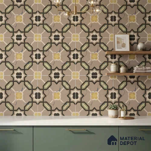 Multifired Moroccan Floor & Wall Tile TL 05673 B Zellige Peach Bloom 1 ft x 1 ft Vitrified Matte Finish - 9 mm | Suitable for Kitchen, Bathroom, Balcony