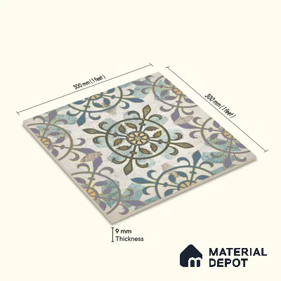 Multifired Moroccan Floor & Wall Tile TL 05674 Zellige Delaj 12 x 12 inch Vitrified Matte Finish - 9 mm | Suitable for Living Room, Bathroom, Kitchen & Backsplash