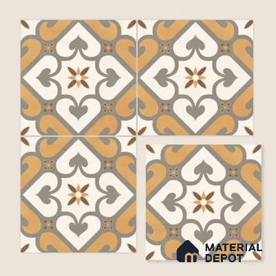 Multifired Moroccan Floor & Wall Tile TL 05678 B Zellige Ivory Lattice 12 x 12 inch Vitrified Matte Finish - 9 mm | Suitable for Living Room, Bathroom, Kitchen & Backsplash
