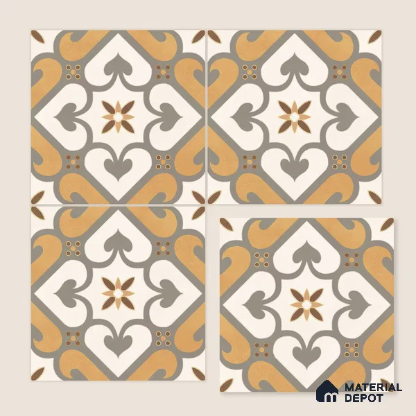 Multifired Moroccan Floor & Wall Tile TL 05678 B Zellige Ivory Lattice 12 x 12 inch Vitrified Matte Finish - 9 mm | Suitable for Living Room, Bathroom, Kitchen & Backsplash
