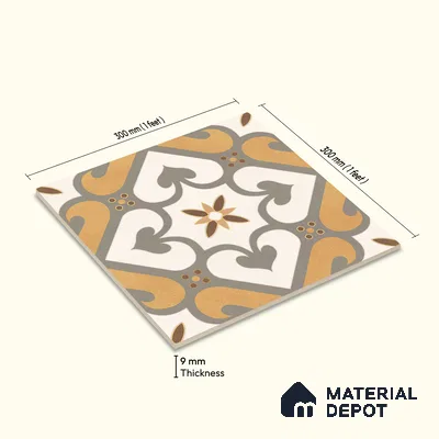 Multifired Moroccan Floor & Wall Tile TL 05678 B Zellige Ivory Lattice 12 x 12 inch Vitrified Matte Finish - 9 mm | Suitable for Living Room, Bathroom, Kitchen & Backsplash