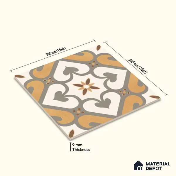 Multifired Moroccan Floor & Wall Tile TL 05678 B Zellige Ivory Lattice 12 x 12 inch Vitrified Matte Finish - 9 mm | Suitable for Living Room, Bathroom, Kitchen & Backsplash