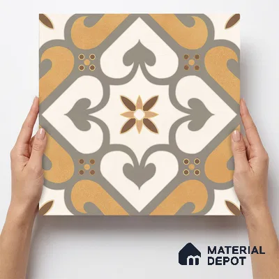 Multifired Moroccan Floor & Wall Tile TL 05678 B Zellige Ivory Lattice 12 x 12 inch Vitrified Matte Finish - 9 mm | Suitable for Living Room, Bathroom, Kitchen & Backsplash