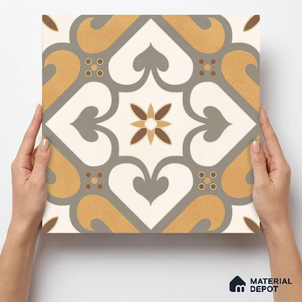Multifired Moroccan Floor & Wall Tile TL 05678 B Zellige Ivory Lattice 12 x 12 inch Vitrified Matte Finish - 9 mm | Suitable for Living Room, Bathroom, Kitchen & Backsplash